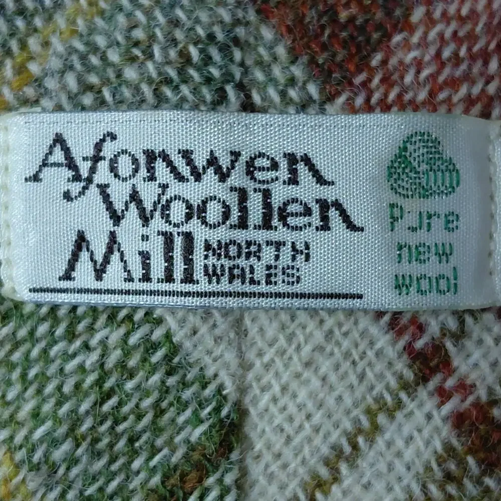 Afonwen Woollen Mill North Wool Pure Green Brown Plaid Tie Men One Size